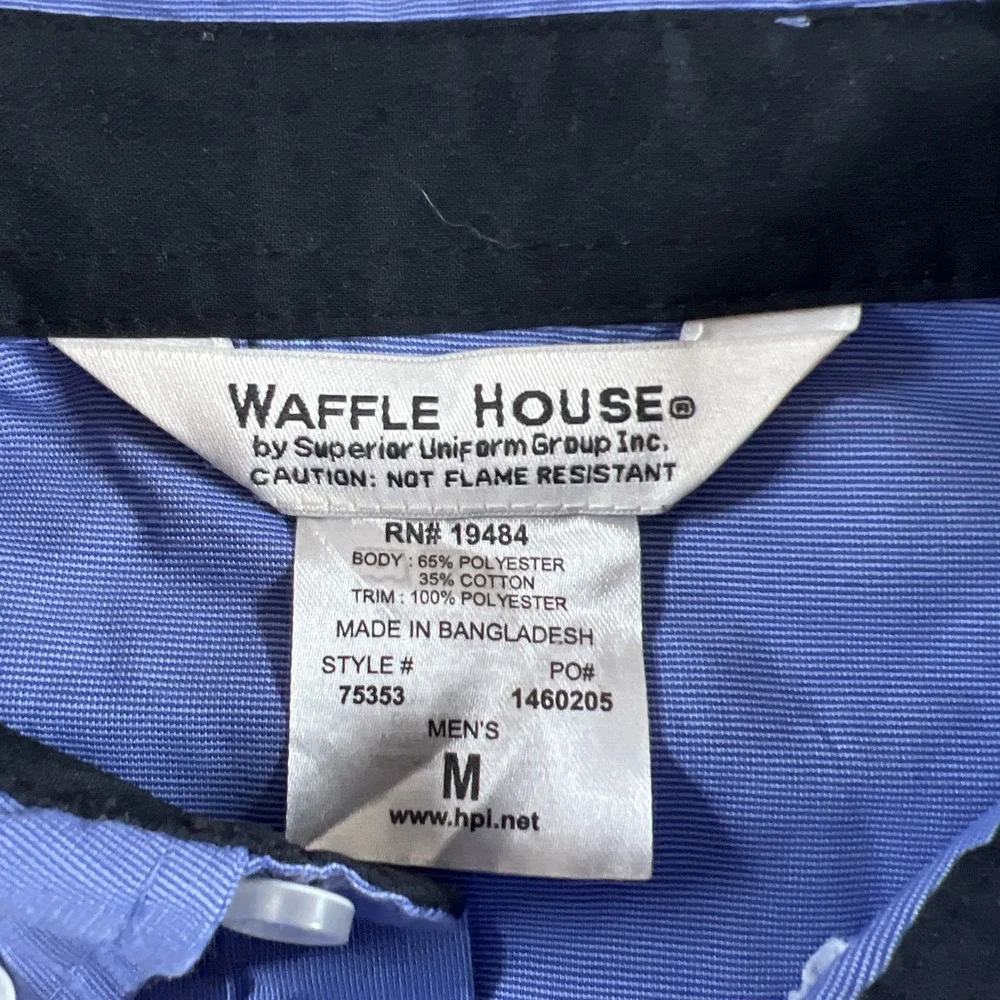 Men's Waffle House Blue‎ Employee Uniform Short Sleeve Shirt- Size Medium